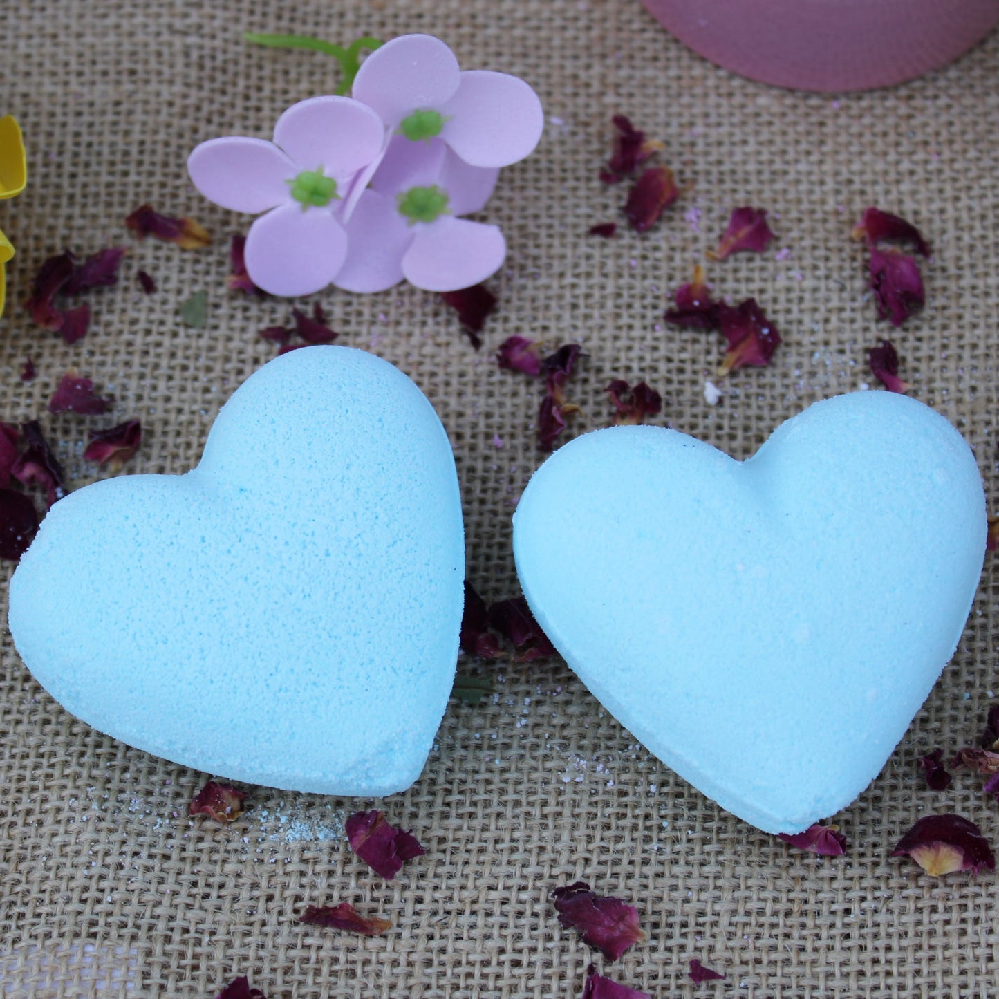 Baby powder scented heart shaped bath bomb