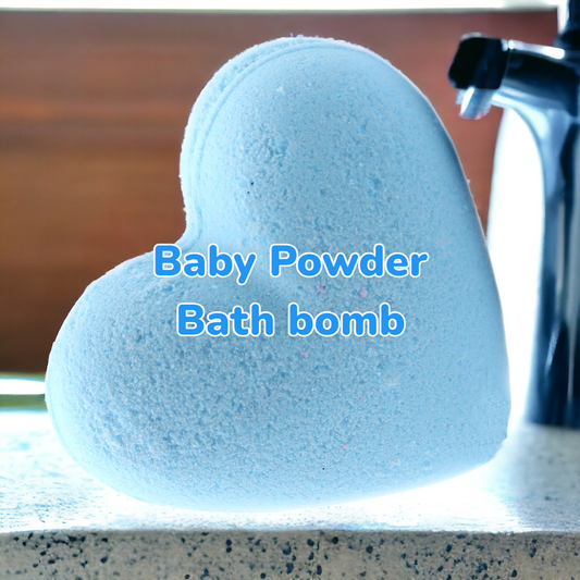 Baby powder scented heart shaped bath bomb