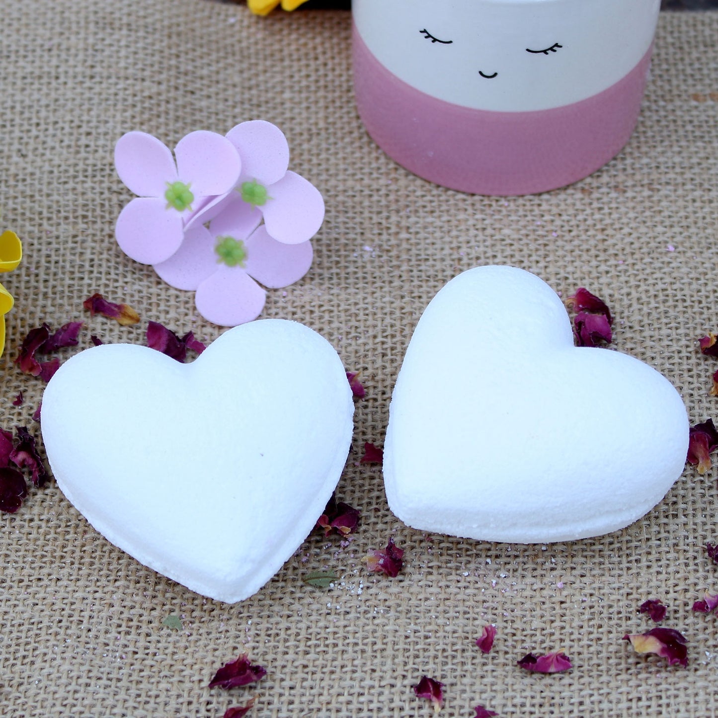 Coconut scented heart shaped bath bomb