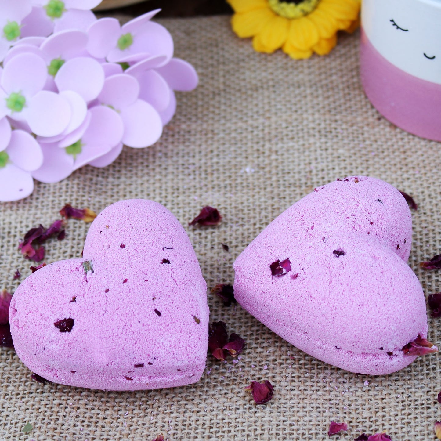 Ylang & Rose scented heart shaped bath bomb