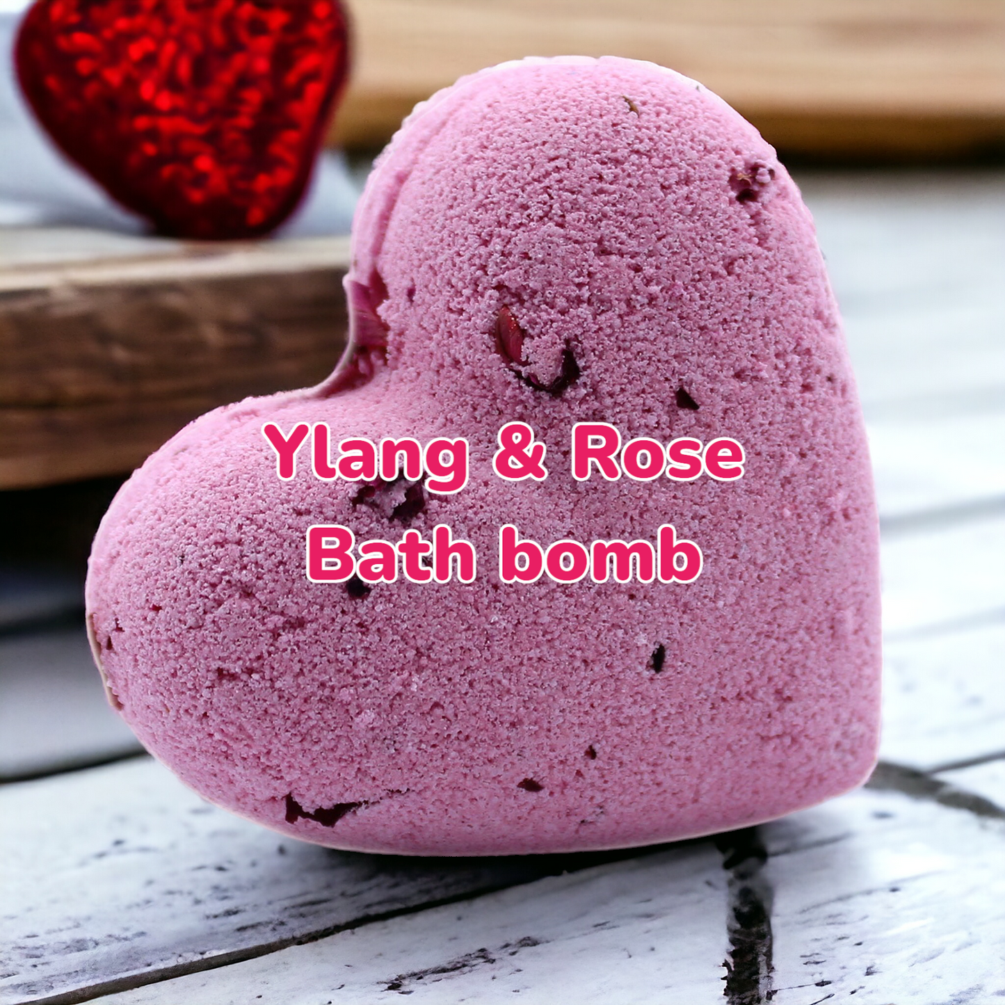 Ylang & Rose scented heart shaped bath bomb