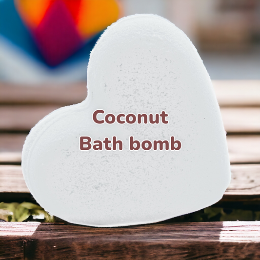 Coconut scented heart shaped bath bomb