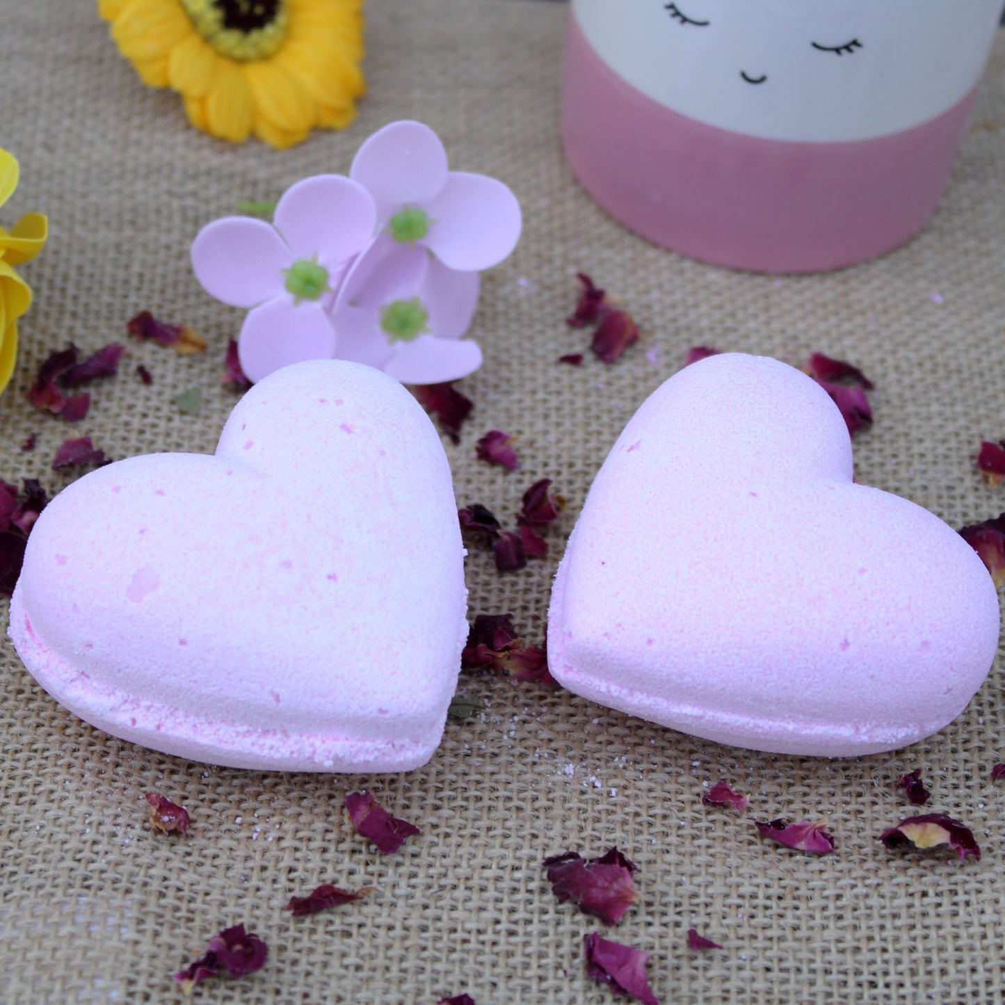 Bubblegum scented heart shaped bath bomb